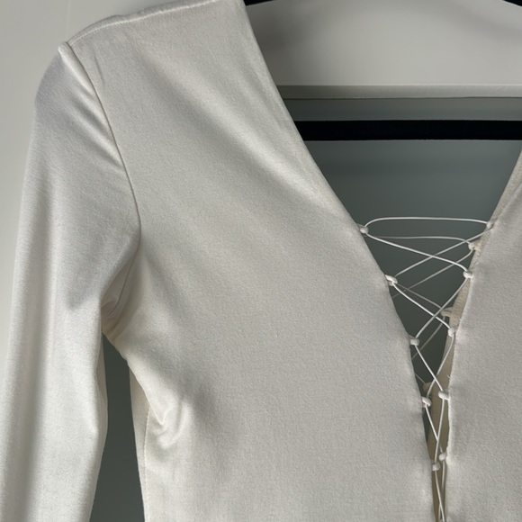 Alexander T Wang white plunging lace up front & back bodysuit - Picture 8 of 14